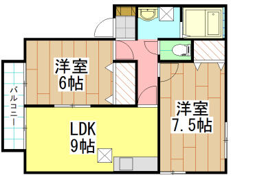 福岡県北九州市若松区栄盛川町(賃貸アパート2DK・2階・56.00㎡)の写真 その2