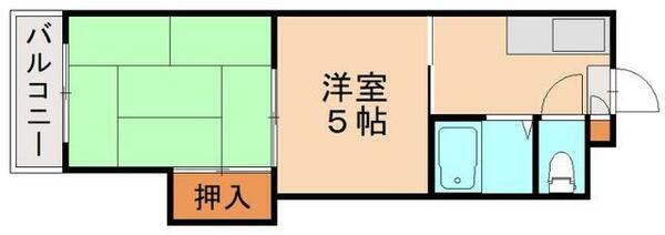 福岡県北九州市八幡西区筒井町(賃貸マンション2K・4階・32.00㎡)の写真 その2