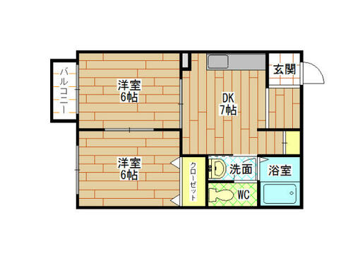 福岡県北九州市小倉北区下到津３丁目（アパート）の賃貸物件の間取り