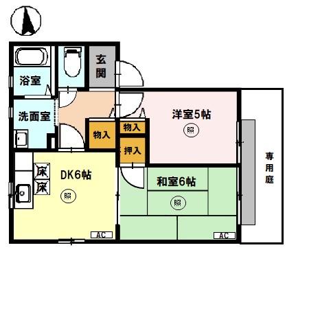 ディアス乙井 101｜和歌山県和歌山市松島(賃貸アパート2DK・1階・43.36㎡)の写真 その2