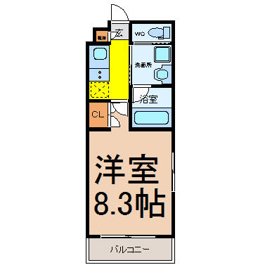 愛知県名古屋市名東区明が丘(賃貸マンション1K・5階・24.65㎡)の写真 その2