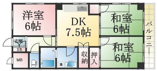 ソレイユ舞子｜兵庫県神戸市垂水区本多聞１丁目(賃貸マンション3DK・3階・55.00㎡)の写真 その2