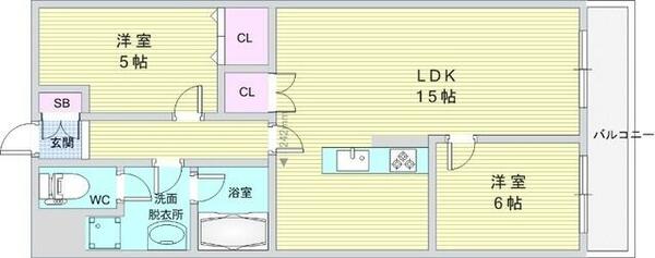 昌永ハイツ 301｜大阪府豊中市西泉丘１丁目(賃貸マンション2LDK・3階・51.00㎡)の写真 その2