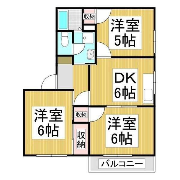 フレグランス水の手　Ａ｜長野県飯田市水の手町(賃貸アパート3DK・1階・54.81㎡)の写真 その2