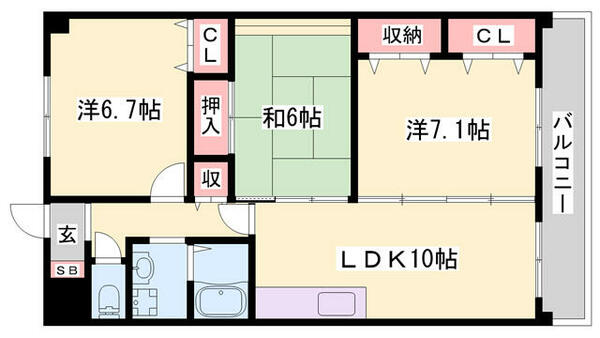 モンシエルブル 205｜兵庫県加西市北条町横尾(賃貸マンション3LDK・2階・70.00㎡)の写真 その2