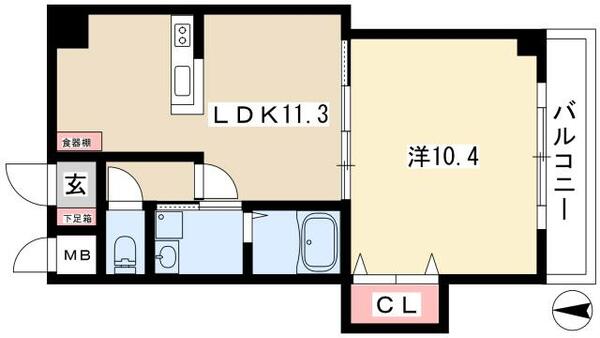 プロビデンス葵タワー 402｜愛知県名古屋市東区葵２丁目(賃貸マンション1LDK・4階・46.36㎡)の写真 その2