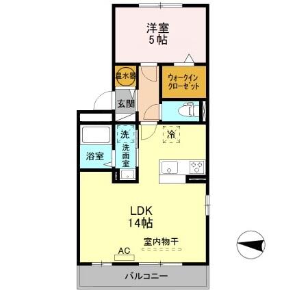 アメニティーハウス　Ⅱ 201｜新潟県新潟市東区空港西２丁目(賃貸アパート1LDK・2階・44.63㎡)の写真 その2