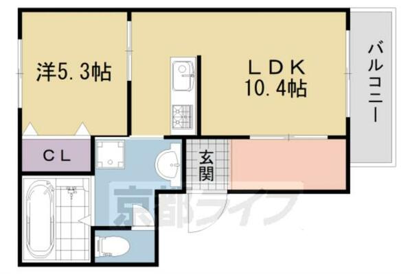 京都府京都市伏見区深草泓ノ壺町(賃貸アパート1LDK・1階・42.72㎡)の写真 その2