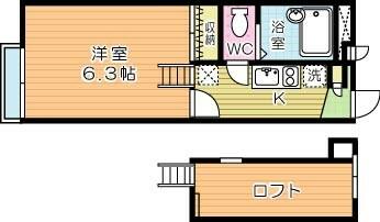 ハイツみらい 205｜福岡県北九州市小倉北区上富野３丁目(賃貸アパート1K・2階・19.87㎡)の写真 その2