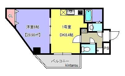 金太郎ヒルズ１００ 901｜千葉県千葉市中央区新宿２丁目(賃貸マンション1DK・9階・28.98㎡)の写真 その2