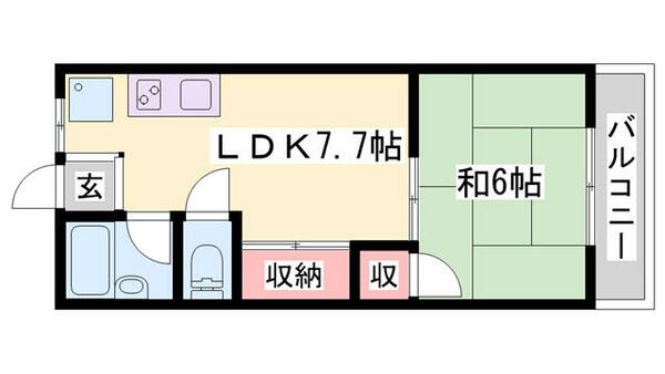 上野ハイツ 203｜兵庫県姫路市野里上野町１丁目(賃貸アパート1LDK・2階・32.76㎡)の写真 その2