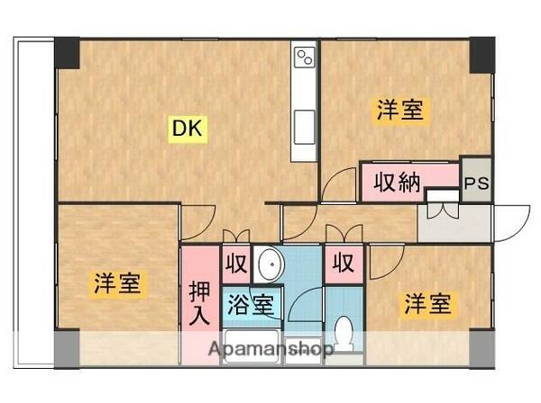 サンマートハイツ 407｜栃木県矢板市富田(賃貸マンション3LDK・4階・69.12㎡)の写真 その2