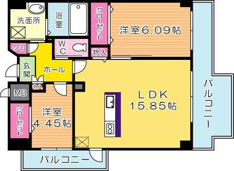 ピュアライフ金田 501｜福岡県北九州市小倉北区金田２丁目(賃貸マンション2LDK・5階・61.41㎡)の写真 その2