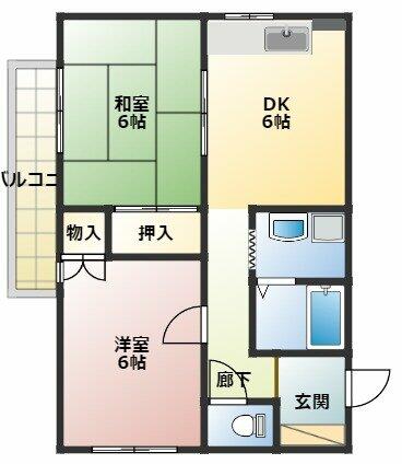 メゾン花園 C-3｜和歌山県有田郡有田川町大字水尻(賃貸マンション2DK・3階・45.36㎡)の写真 その2