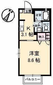 シャーメゾン坂井町｜愛媛県新居浜市坂井町３丁目(賃貸アパート1K・2階・26.61㎡)の写真 その2