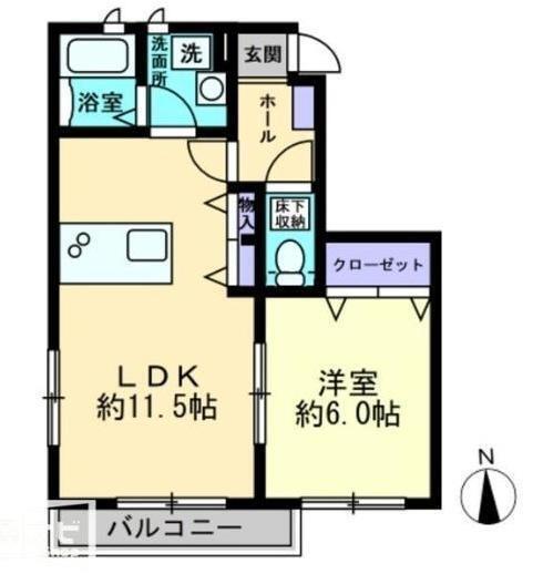 ベルリード一忠　Ⅱ棟｜愛媛県新居浜市田所町(賃貸アパート1LDK・1階・41.41㎡)の写真 その2