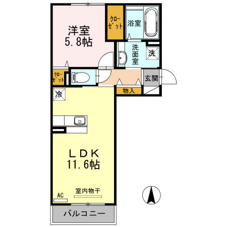 リーブリング 303｜熊本県八代市本町２丁目(賃貸アパート1LDK・3階・42.93㎡)の写真 その2