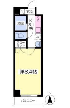 ブラウンハイム味酒 503｜愛媛県松山市味酒町２丁目(賃貸マンション1K・5階・25.20㎡)の写真 その2