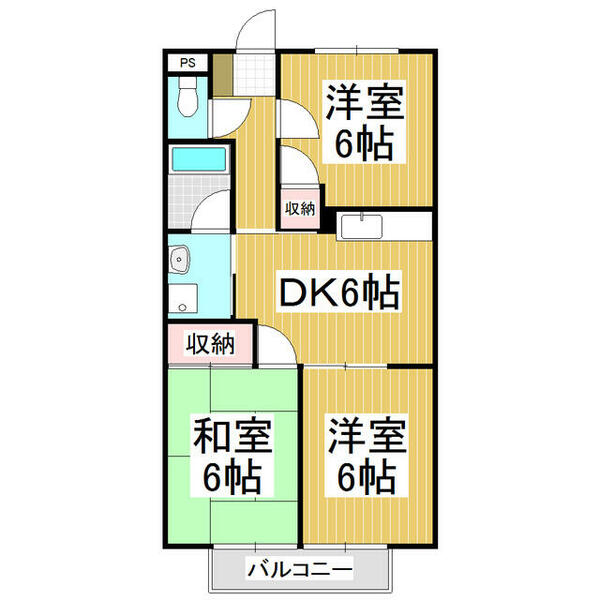 Ｓｕｒｐｌｕｓ　Ｔｈｒｅｅキャッスルトマト｜長野県飯田市松尾城(賃貸アパート3DK・2階・54.65㎡)の写真 その2
