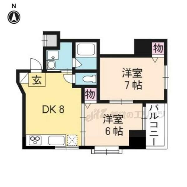 グランドール２ 203｜京都府京都市中京区西ノ京上平町(賃貸マンション2LDK・2階・43.32㎡)の写真 その2