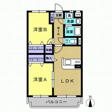 ユーミー　ＥＢＩＮＵＭＡ 107｜栃木県小山市駅南町３丁目(賃貸マンション2LDK・1階・53.52㎡)の写真 その2