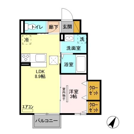 ステラ　コート若草　Ａ 101｜栃木県宇都宮市若草３丁目(賃貸アパート1LDK・1階・30.99㎡)の写真 その2