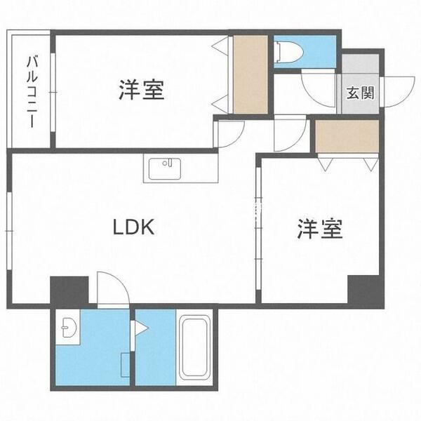 北海道札幌市東区北十九条東５丁目(賃貸マンション2LDK・7階・52.38㎡)の写真 その2