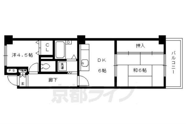 京都府京都市伏見区淀本町(賃貸マンション2DK・3階・31.64㎡)の写真 その2