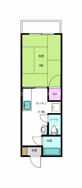 第二廣木興産ビル 502｜福岡県北九州市小倉北区中井１丁目(賃貸マンション1K・5階・25.00㎡)の写真 その2