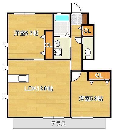 プレミール２１　Ａ．Ｂ．Ｃ．Ｄ．Ｅ．Ｆ｜福岡県直方市大字感田(賃貸アパート2LDK・1階・58.54㎡)の写真 その2