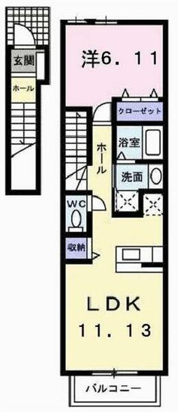 アルコバレーノＩ 201｜兵庫県西脇市小坂町(賃貸アパート1LDK・2階・44.90㎡)の写真 その2