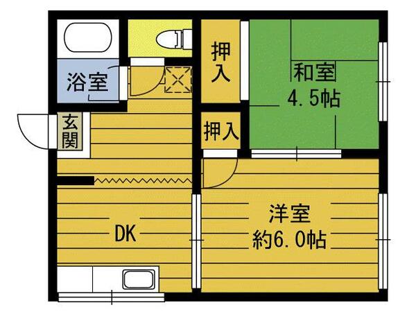 コーポ松本 201｜大分県大分市大字三芳(賃貸アパート2K・2階・34.71㎡)の写真 その2