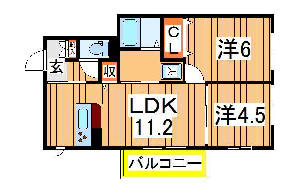 ＶＩＬＬＥＴＴＡ｜千葉県柏市大室１丁目(賃貸アパート2LDK・3階・49.86㎡)の写真 その2