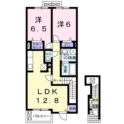 サンライトレジデンス　ＩＩＩ 201｜茨城県常陸太田市木崎一町(賃貸アパート2LDK・2階・62.45㎡)の写真 その2