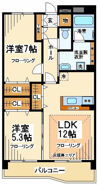 東京都調布市国領町２丁目(賃貸マンション2LDK・3階・60.14㎡)の写真 その2
