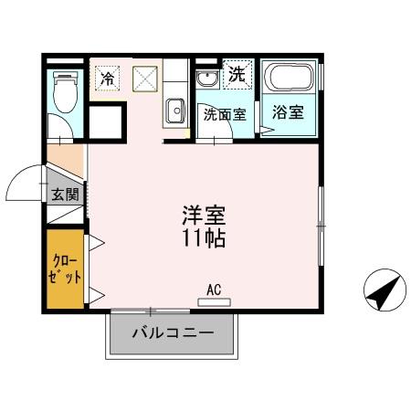 リビングタウン塩冶　Ａ棟 A105｜島根県出雲市塩冶原町３丁目(賃貸アパート1R・1階・32.80㎡)の写真 その2