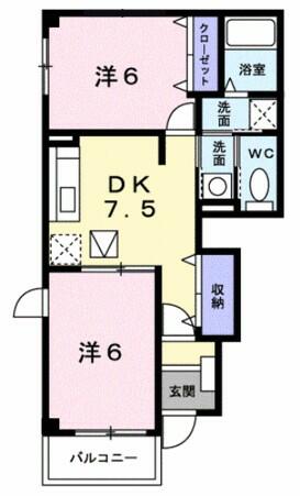 大阪府羽曳野市高鷲６丁目(賃貸アパート2DK・1階・44.82㎡)の写真 その2