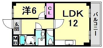 兵庫県西宮市千歳町（マンション）の賃貸物件の間取り