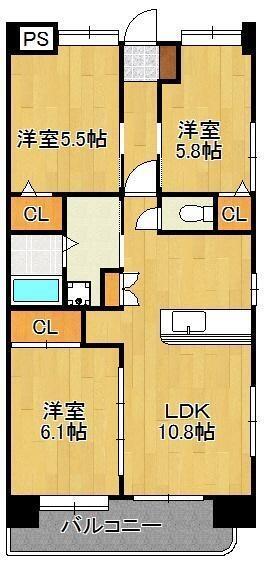 Ｂｅ　Ｓｔａｇｅ　Ｎｏａｈ｜福岡県北九州市小倉北区三郎丸３丁目(賃貸マンション2SLDK・2階・69.30㎡)の写真 その2