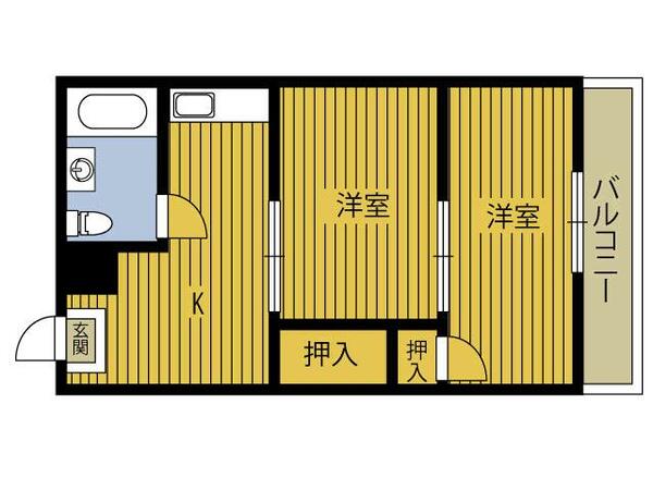 アメニックス賀来 303｜大分県大分市大字賀来(賃貸マンション2K・3階・32.49㎡)の写真 その2