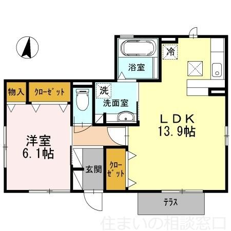 愛知県岡崎市河原町(賃貸アパート1LDK・1階・50.55㎡)の写真 その2