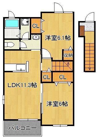 メゾン感田　Ｂ棟｜福岡県直方市大字感田(賃貸アパート2LDK・2階・57.07㎡)の写真 その2