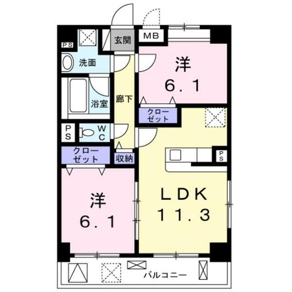 エバーハイム畝傍｜奈良県橿原市葛本町(賃貸マンション2LDK・5階・56.55㎡)の写真 その2