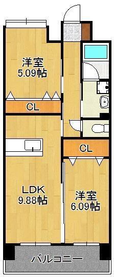 リード大手町｜福岡県北九州市小倉北区大手町(賃貸マンション2LDK・4階・57.00㎡)の写真 その2