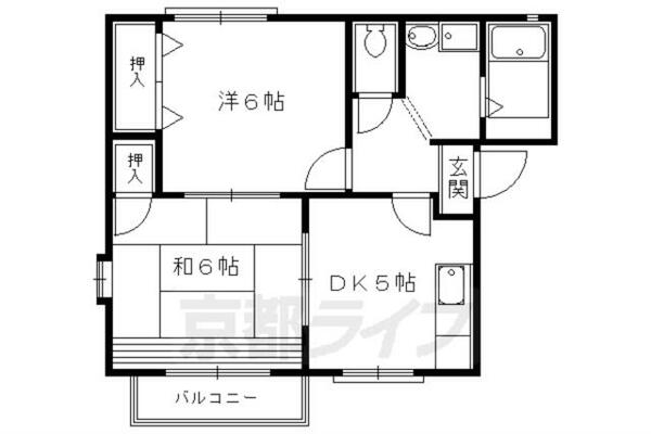 京都府京都市右京区西京極東衣手町(賃貸アパート2DK・1階・42.00㎡)の写真 その2