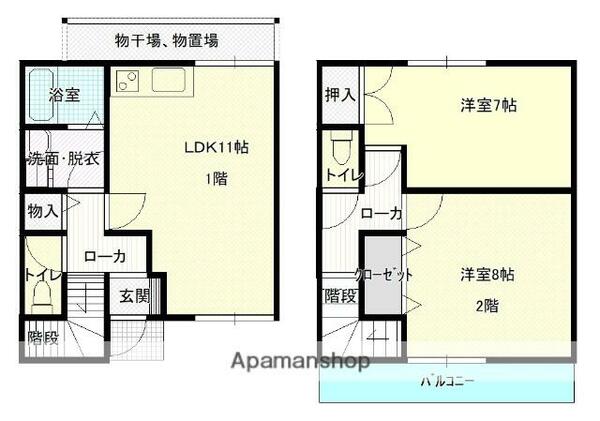 コーポサンライズ 3｜徳島県吉野川市川島町桑村(賃貸アパート2LDK・1階・63.00㎡)の写真 その2