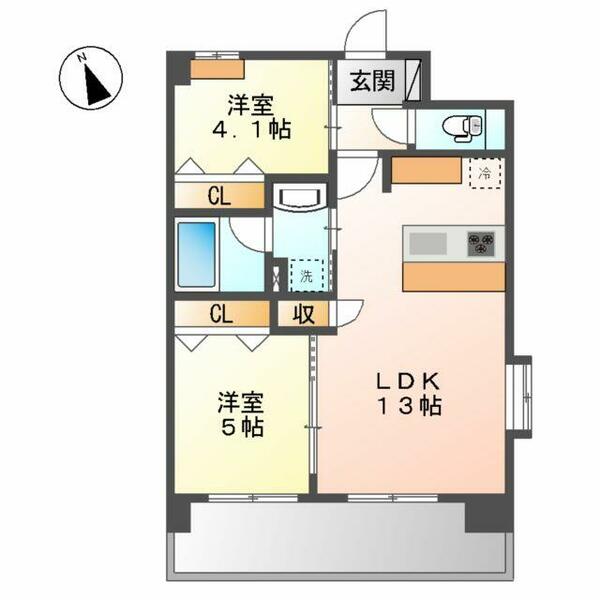 スプランディッド名駅ＮＯＲＴＨ 202｜愛知県名古屋市西区名西１丁目(賃貸マンション2LDK・2階・52.16㎡)の写真 その2