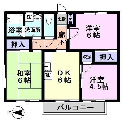 シャルマンＳ 203｜千葉県松戸市金ケ作(賃貸アパート3DK・2階・52.17㎡)の写真 その2