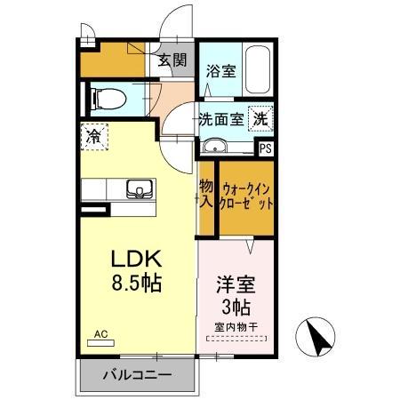 グリーンゲイブルズ 202｜愛媛県新居浜市坂井町１丁目(賃貸アパート1LDK・2階・33.39㎡)の写真 その2