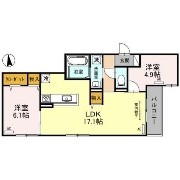 Ｃｌａｓｈｉｓｔ墨江 301｜大阪府大阪市住吉区墨江４丁目(賃貸アパート2LDK・3階・61.70㎡)の写真 その2